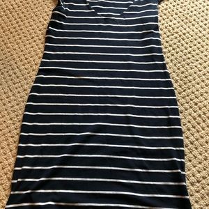 H&M navy blue and white striped v neck dress